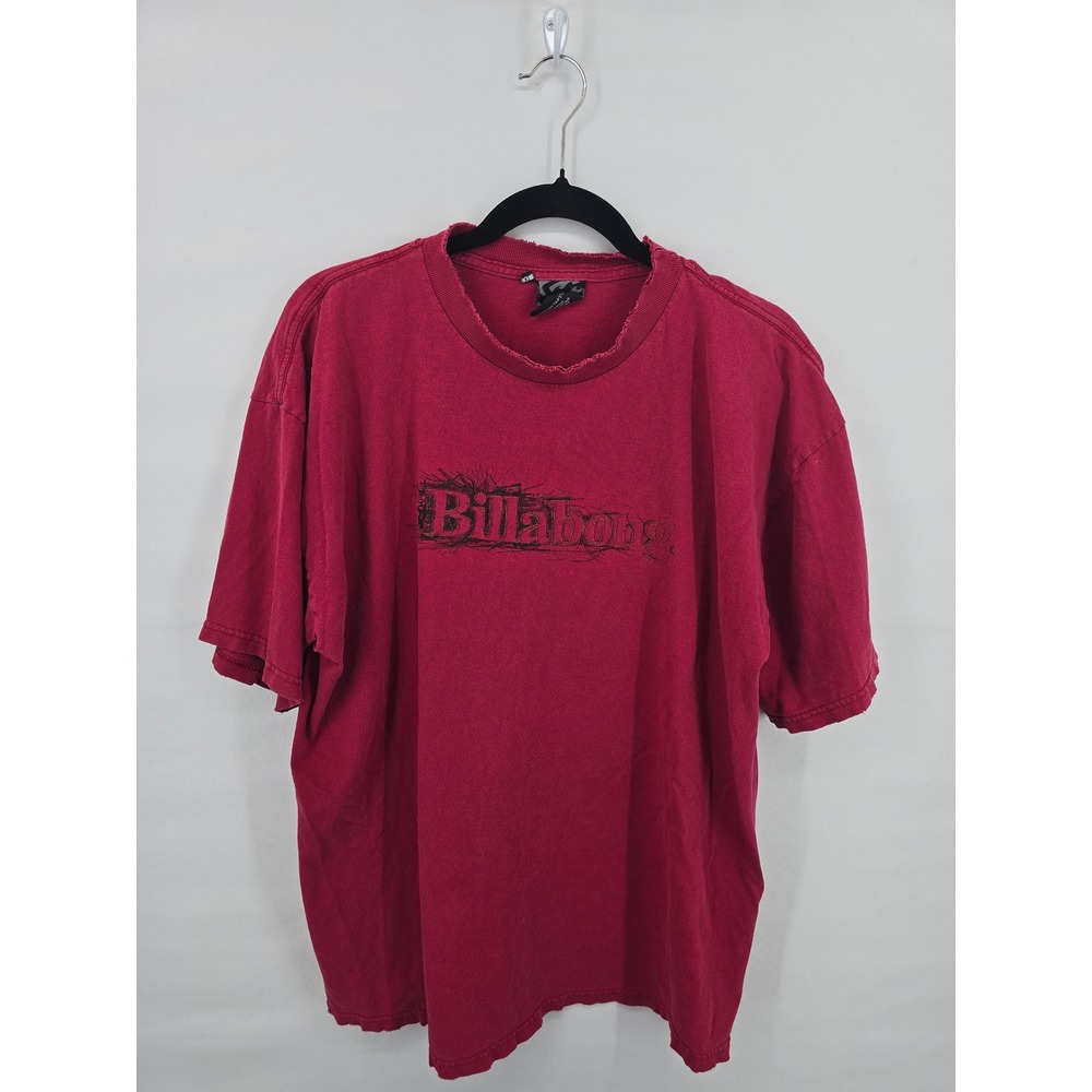 Vintage Billabong T-Shirt Mens XL Red Distressed Surf Skate Graphic Tee Y2K